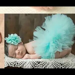 Light green newborn tutu and headband